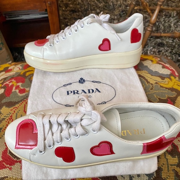 Prada Women’s Sneakers - heart appliqués - Picture 2 of 2